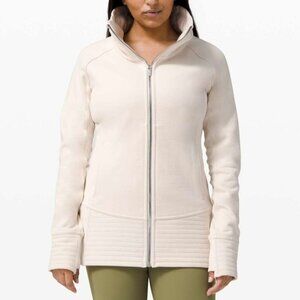 Lululemon Women High-Neck Zip-Up Radiant Jacket Side Pockets Long Sleeve Cream 6